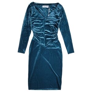 Chiara Boni La Petite Robe Velvet Dress 4 US 40 IT Forest Jewel Green Midi Party